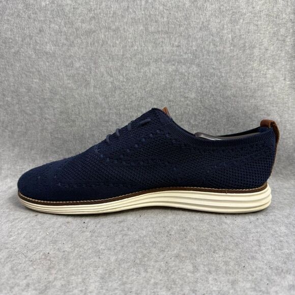 Cole Haan Men Shoe Size 11.5 Navy Blue Knit Original Grand Wingtip Oxford C27960 - Picture 7 of 9